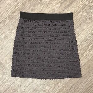 Necessary Objects Charcoal Gray Tiered Ruffle Mini Skirt Large Elastic Waist Y2K